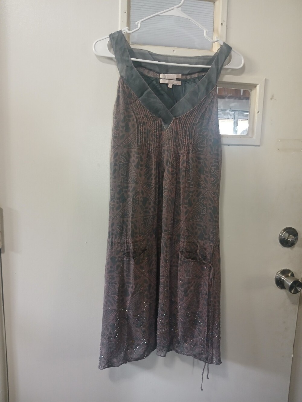 Sleeveless Patterned V-Neck Women's Dress